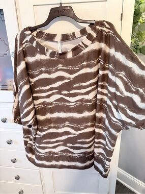 Scarlett Brown and Cream Striped Dolman Sleeve Top